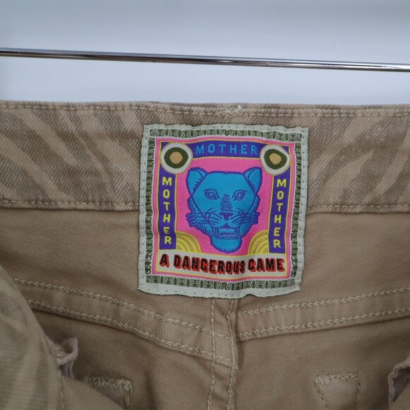 Mother The Looker Ankle Fray In Sweet Stripes Jeans Womens 27 Tan Edgy Boho Chic - Picture 3 of 11